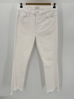 Mother Jeans Women’s 29 White Denim the Insider Crop Step Fray 27” FLAW
